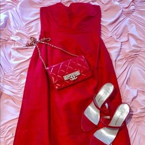 Shoshanna  Silk Strapless Dress-Red